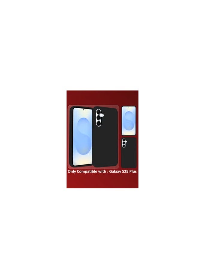 CATANES Galaxy S25 Plus Case Cover Silicone with Stand Function Finger Grip Case / Black