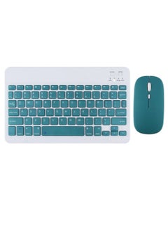 DIGI CORE Universal Portable Rechargeable Mini Wireless Keyboard And Mouse Combo For Tablet Mobile Phone IOS Android And Windows Green/White 