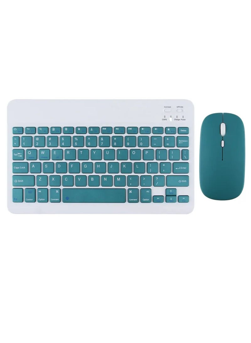 DIGI CORE Universal Portable Rechargeable Mini Wireless Keyboard And Mouse Combo For Tablet Mobile Phone IOS Android And Windows Green/White 