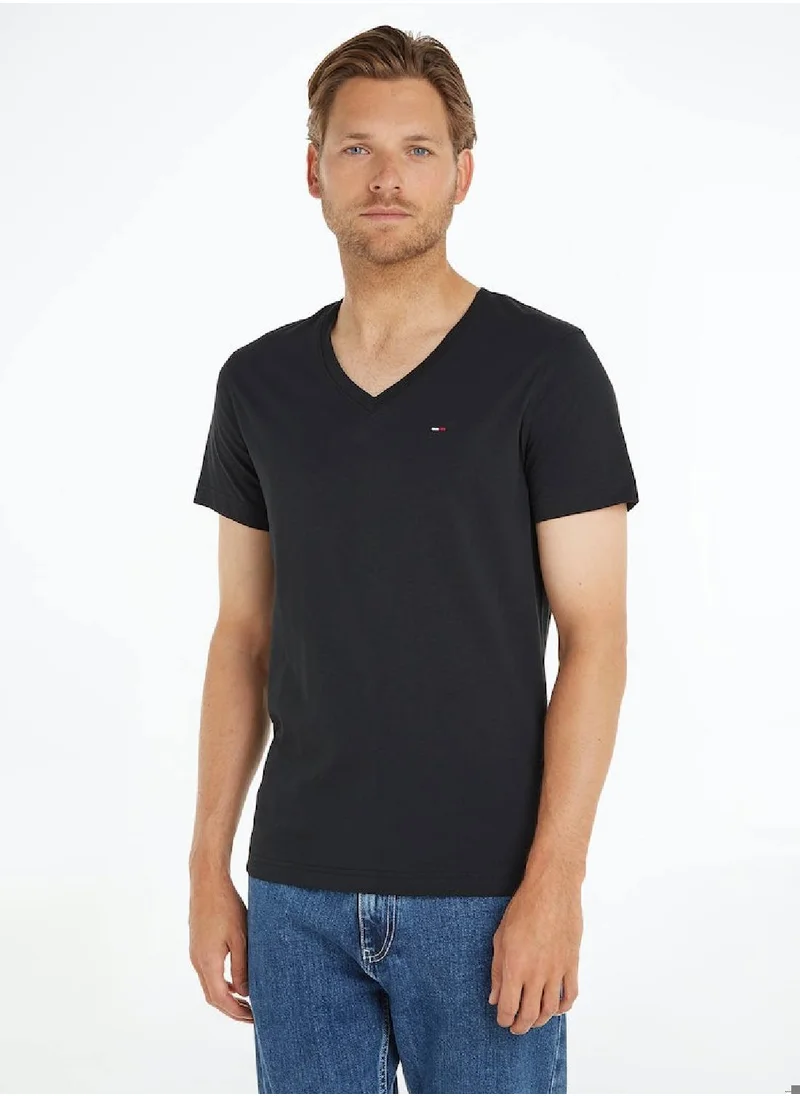 TOMMY HILFIGER Men's V-Neck T-Shirt, Black