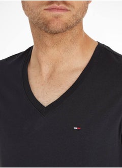 TOMMY HILFIGER Men's V-Neck T-Shirt, Black  - Image 4