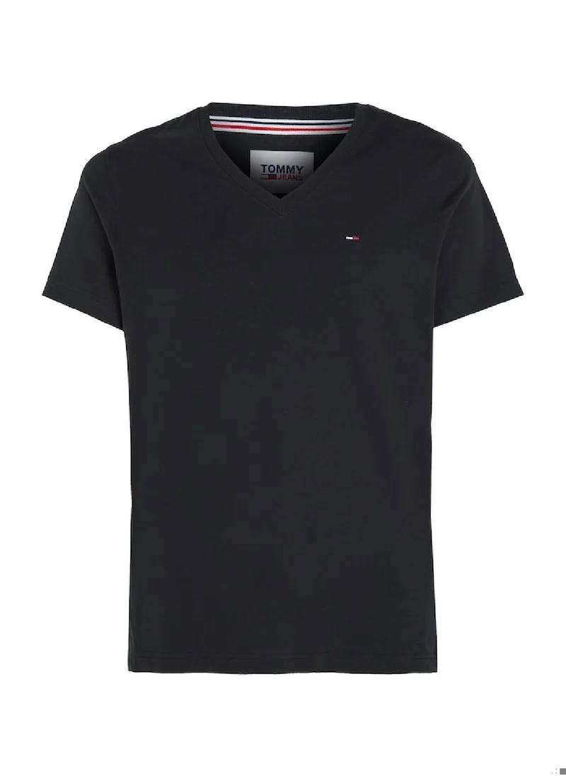 TOMMY HILFIGER Men's V-Neck T-Shirt, Black