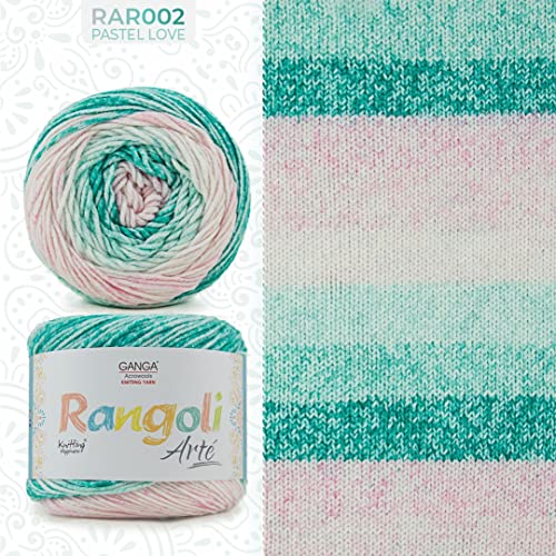 GANGA Acrowools Rangoli Arte, Premium Acrylic Ombre Yarn Cake, Shade No. RAR002 - Image 3