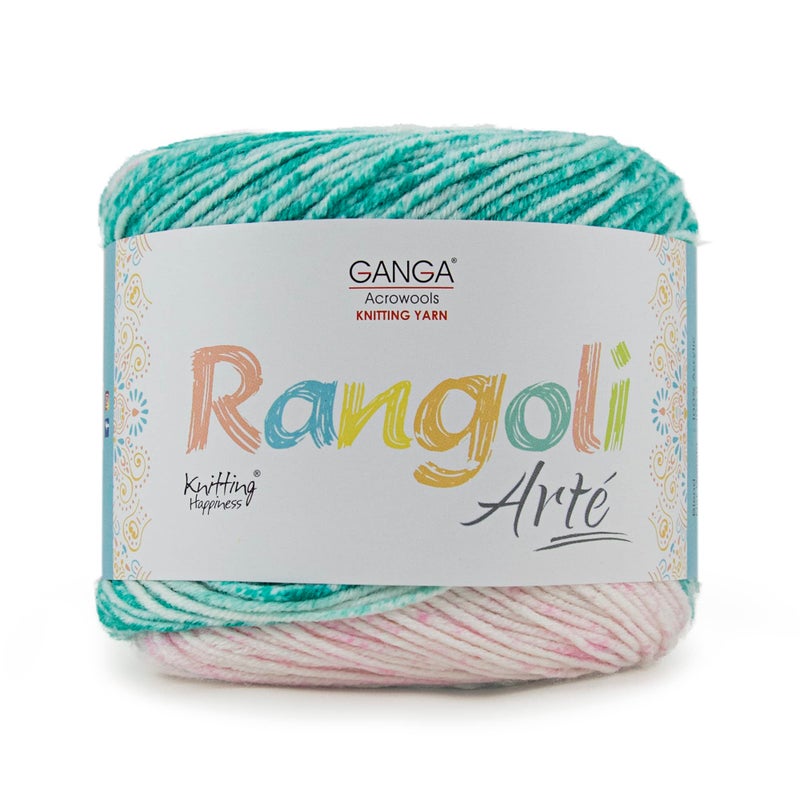 GANGA Acrowools Rangoli Arte, Premium Acrylic Ombre Yarn Cake, Shade No. RAR002 - Image 5