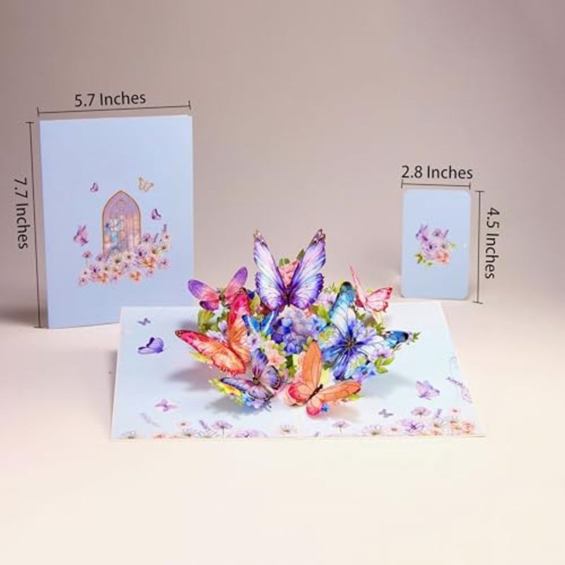 5x7 3D Pop-Up Greeting Card, Gradient Violet Butterfly with Gold-Embossed Wings, Includes Note Card and Envelope, Perfect for Birthday, Anniversary, Congrats - Ideal for Wife, Mom, Girlfriend - Image 5
