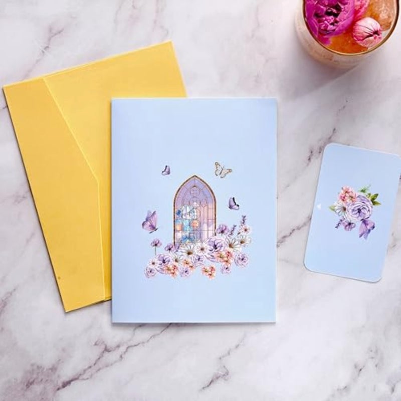 5x7 3D Pop-Up Greeting Card, Gradient Violet Butterfly with Gold-Embossed Wings, Includes Note Card and Envelope, Perfect for Birthday, Anniversary, Congrats - Ideal for Wife, Mom, Girlfriend - Image 4