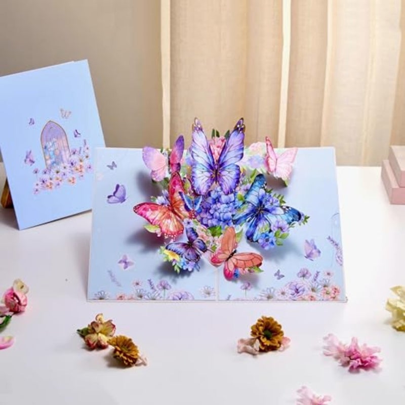 5x7 3D Pop-Up Greeting Card, Gradient Violet Butterfly with Gold-Embossed Wings, Includes Note Card and Envelope, Perfect for Birthday, Anniversary, Congrats - Ideal for Wife, Mom, Girlfriend - Image 3
