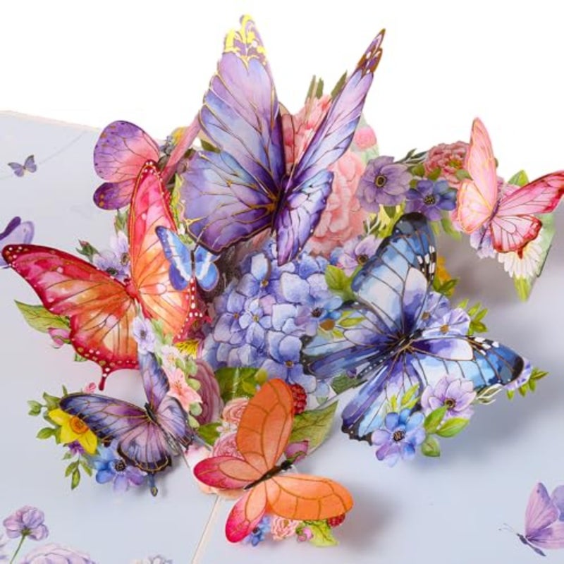 5x7 3D Pop-Up Greeting Card, Gradient Violet Butterfly with Gold-Embossed Wings, Includes Note Card and Envelope, Perfect for Birthday, Anniversary, Congrats - Ideal for Wife, Mom, Girlfriend - Image 2