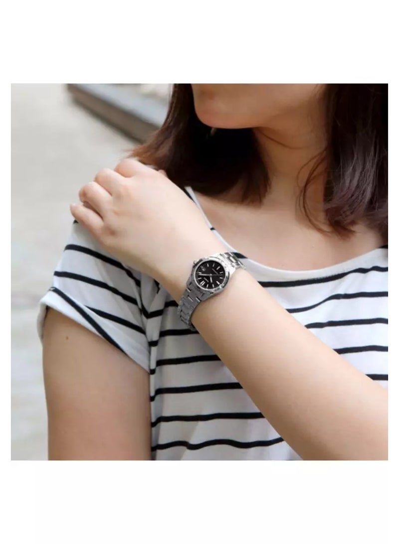 كاسيو ساعة كاسيو النسائية - LTP-1215A-1A2DF، مينا سوداء، سوار فضي - Image 3