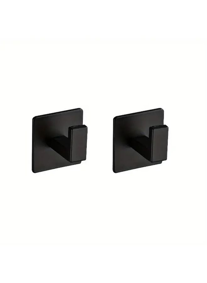 1pc Black Self Adhesive Wall Hooks No Drill Space Saving for Bathroom Kitchen - Image 2