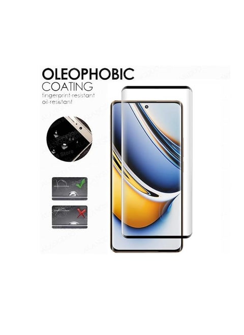 Screen Protector for OPPO Realme 11 Pro Plus Tempered Glass Protector Full Glue Edge to Edge 9H Hardness Anti Fingerprint 3D Curved Scratch Resistance Glass for Realme 11 Pro Plus