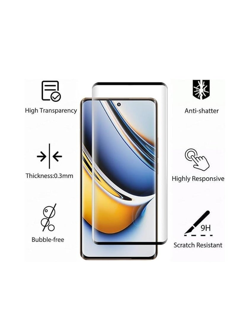 Generic - Screen Protector for OPPO Realme 11 Pro Plus Tempered Glass Protector Full Glue Edge to Edge 9H Hardness Anti Fingerprint 3D Curved Scratch Resistance Glass for Realme 11 Pro Plus - Image 1