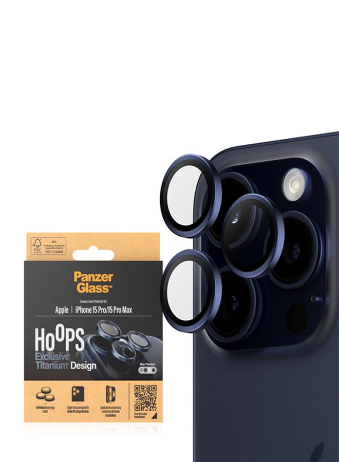 بانزرجلاس واقي عدسة الكاميرا بانزر جلاس هوبز لهاتف آيفون 15 برو و 15 برو ماكس باللون الأزرق التيتانيومي - Image 1