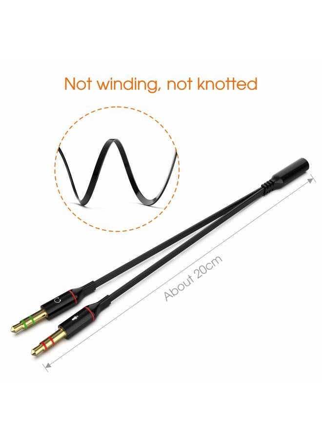 Maeline Headphone Splitter Adapter, 3.5mm Mic Cable for Computer, Headset 3.5mm Female to 2 Dual Male Microphone Audio Stereo Jack Earphones Port to Gaming Speaker PC - Image 3