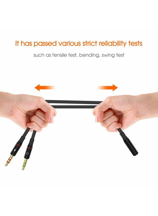 Maeline Headphone Splitter Adapter, 3.5mm Mic Cable for Computer, Headset 3.5mm Female to 2 Dual Male Microphone Audio Stereo Jack Earphones Port to Gaming Speaker PC - Image 2