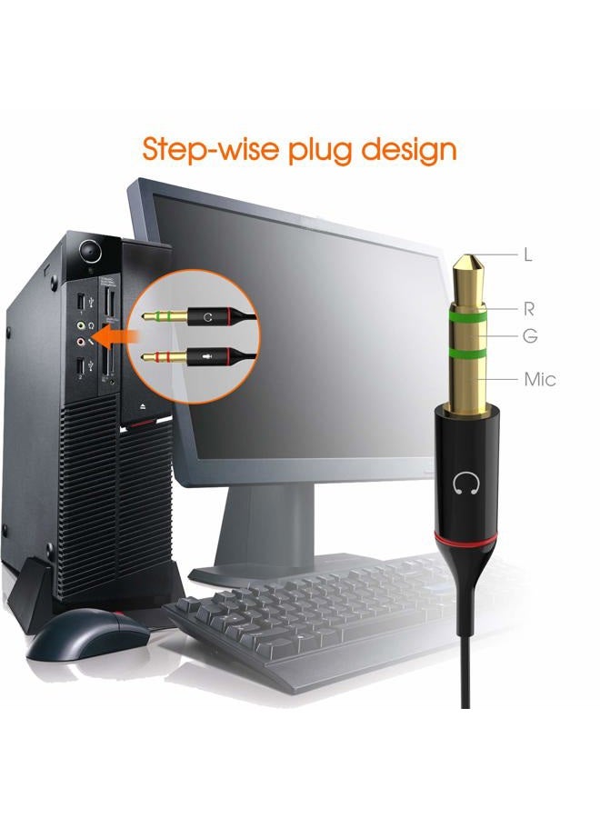Maeline Headphone Splitter Adapter, 3.5mm Mic Cable for Computer, Headset 3.5mm Female to 2 Dual Male Microphone Audio Stereo Jack Earphones Port to Gaming Speaker PC - Image 4