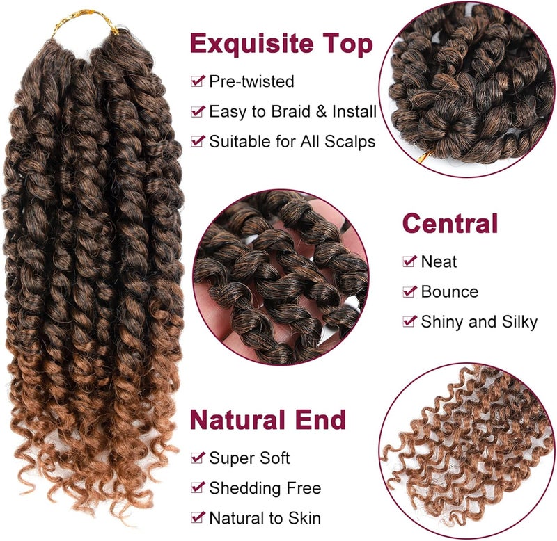 NAYOO Passion Twist Hair - 8 Packs 8 Inch Passion Twist Crochet Hair For Black Women, Crochet Pretwisted Curly Hair Passion Twists Synthetic Braiding Hair Extensions(8 Inch 8 Packs, T30) - Image 3