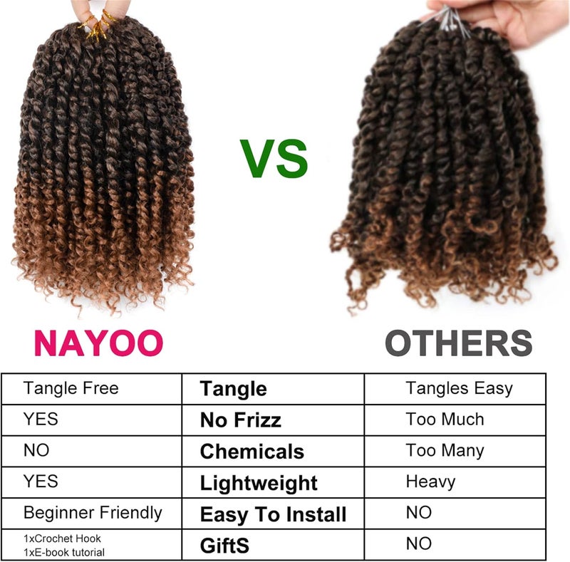 NAYOO Passion Twist Hair - 8 Packs 8 Inch Passion Twist Crochet Hair For Black Women, Crochet Pretwisted Curly Hair Passion Twists Synthetic Braiding Hair Extensions(8 Inch 8 Packs, T30) - Image 5
