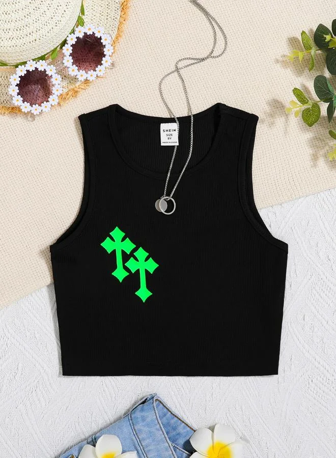 Take Two Girl Graphic Print Round Neck Tank