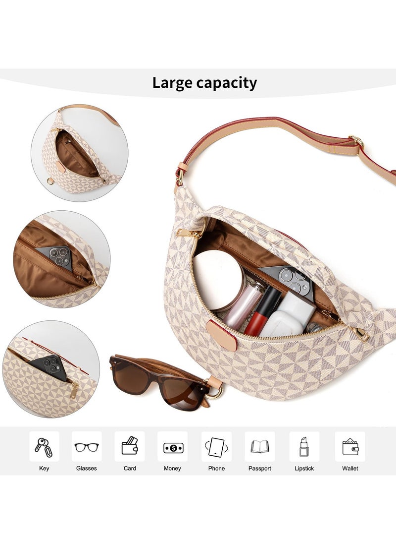 , Fanny Pack Crossbody Bags for Women, Fashion Sling Bag for Girls, Small Belt Chest Bum Bag, PU Leather Waterproof Checkered Fanny Packs for Runing, Shopping, Travel - Image 4