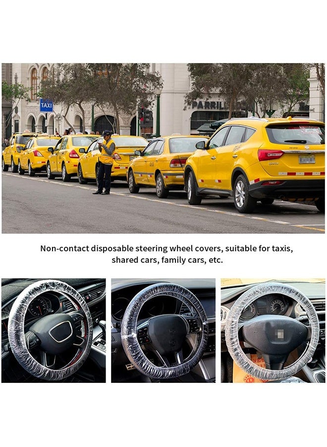 50PCS Universal Disposable Steering Wheel Cover Plastic Transparent Car Steering Wheel Covers with Elastic Trims for Steering Wheels - Image 4