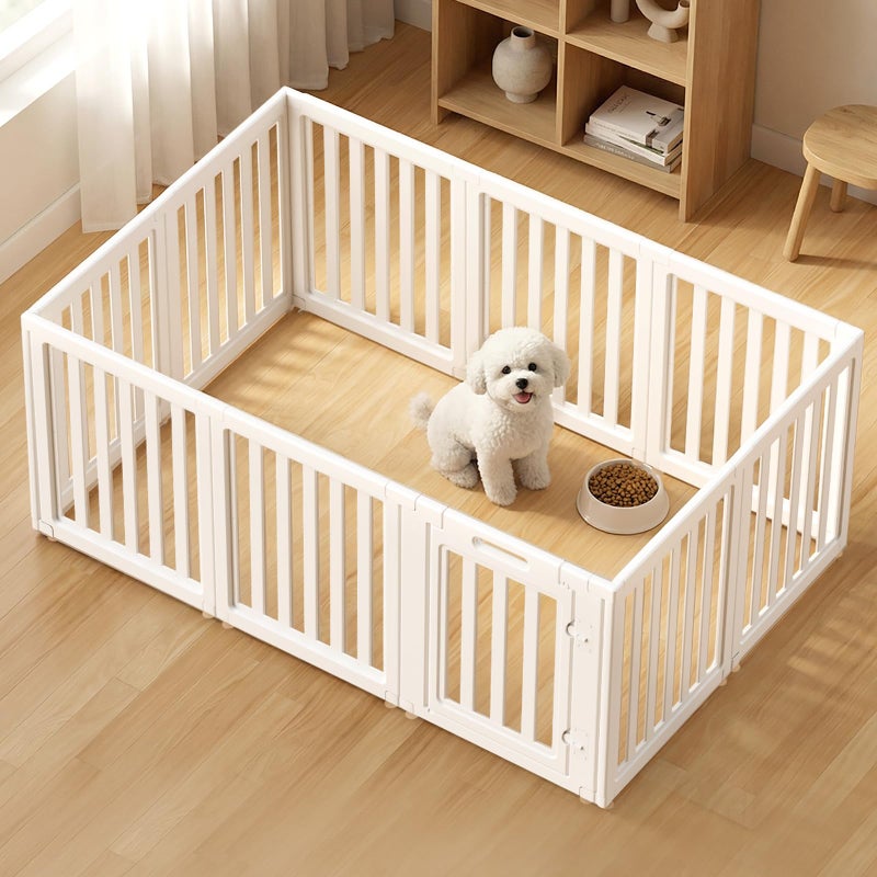 LoveTail Dog Playpen,Clear Dog Pen, Acrylic Dog Penï¼ŒEasy to Install and Remove Dog Play Pen and Kennel Playpen, Suitable for Dogs, Cats,Dog Playpen Indoor (White, 23.6 inch Height, 10 Panels) - Image 1
