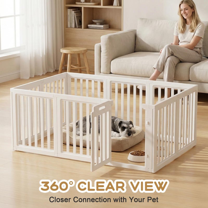 LoveTail Dog Playpen,Clear Dog Pen, Acrylic Dog Penï¼ŒEasy to Install and Remove Dog Play Pen and Kennel Playpen, Suitable for Dogs, Cats,Dog Playpen Indoor (White, 23.6 inch Height, 10 Panels) - Image 3