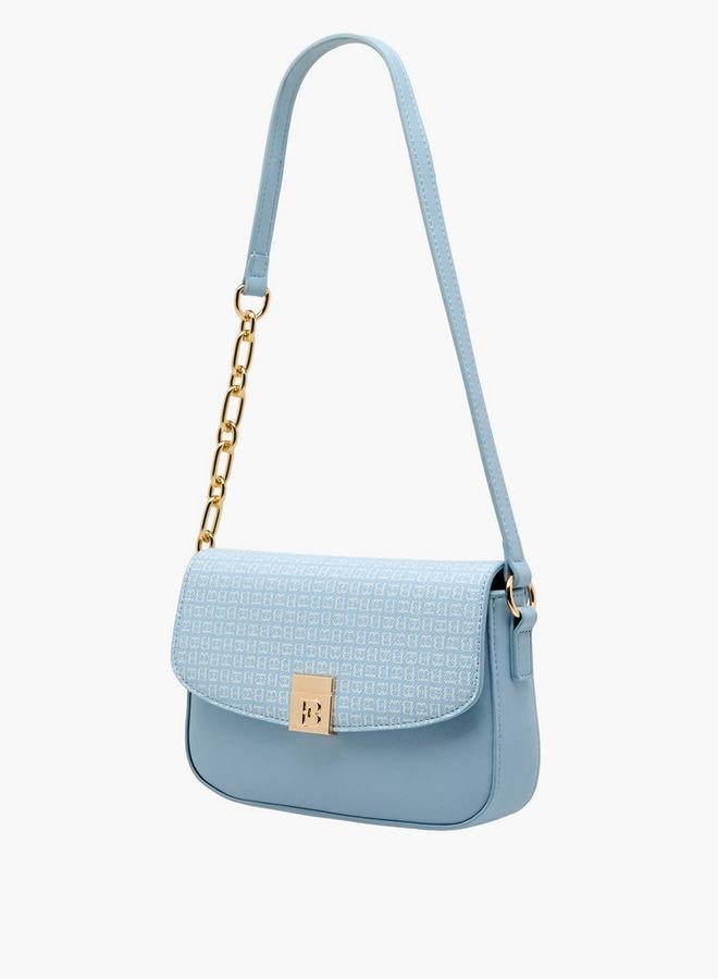 Flora Bella By Shoexpress Flora Bella Monogram Print Shoulder Bag with Magnetic Button Closure - Image 3
