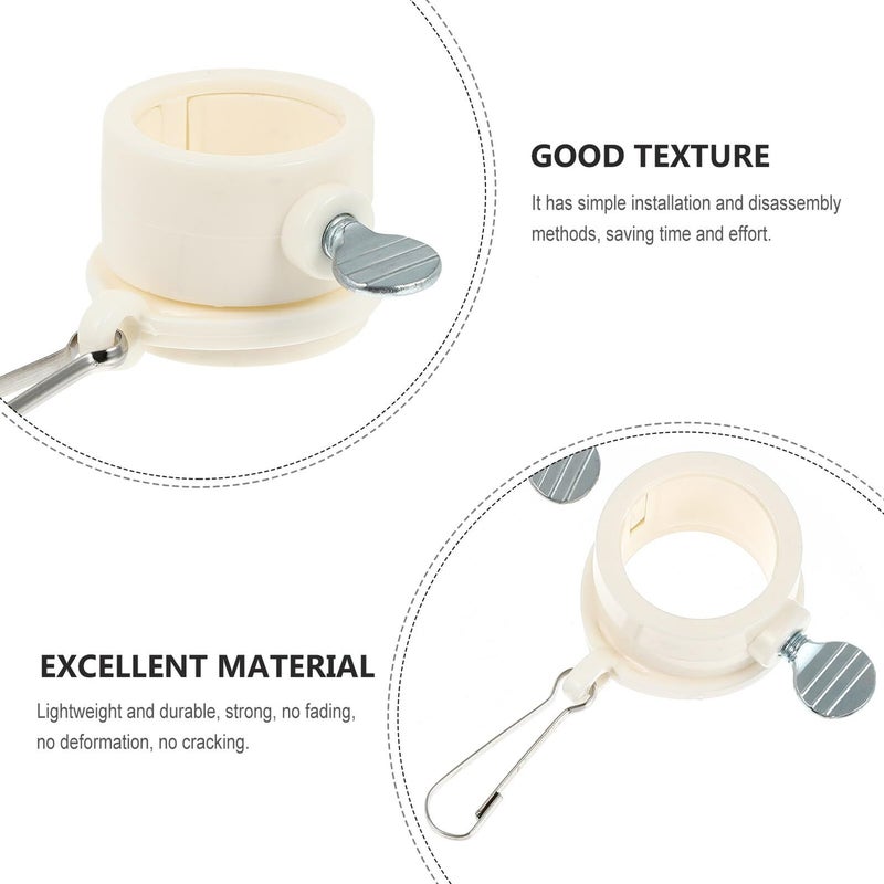 4 Pack Flag Pole Rings with Metal Clips White Holder Fasteners for Outdoor Mounting Replacement - Image 3
