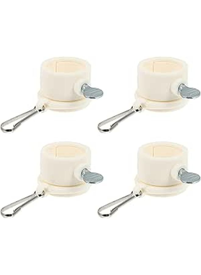 4 Pack Flag Pole Rings with Metal Clips White Holder Fasteners for Outdoor Mounting Replacement - Image 1