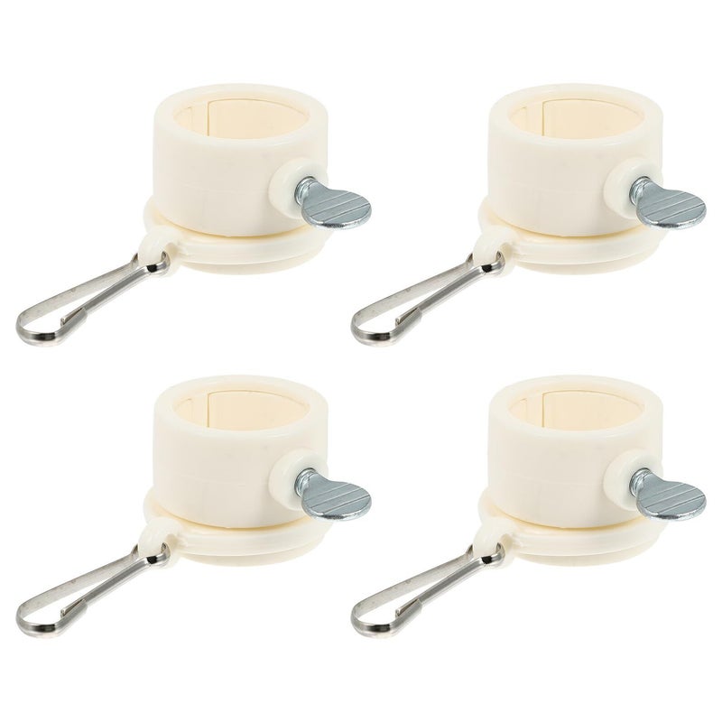 4 Pack Flag Pole Rings with Metal Clips White Holder Fasteners for Outdoor Mounting Replacement - Image 2