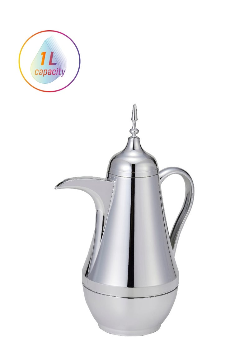 BLACKSTONE 1.0L Arabic Vacuum Flask Leakproof Thermos for Tea or Coffee Silver  - Image 1