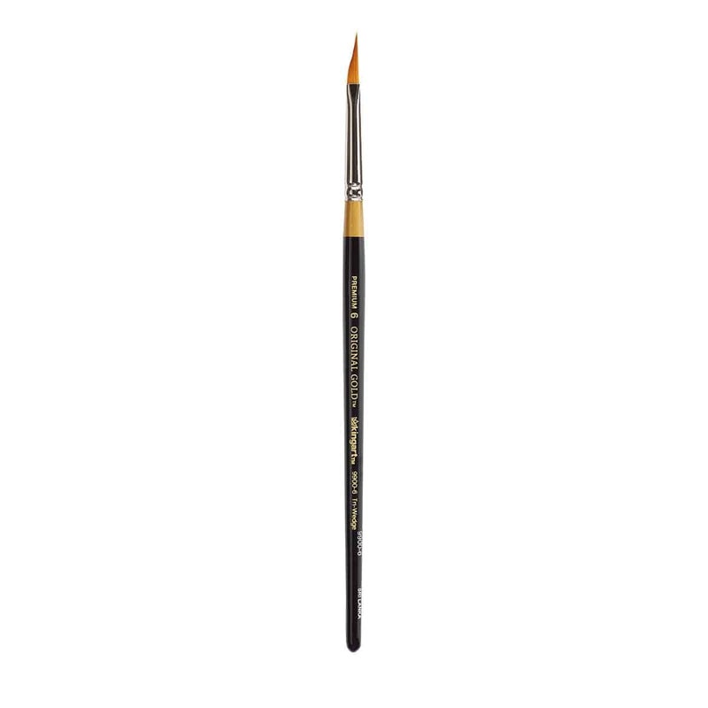 KINGART Premium 4 pc. Original Gold 9900 Series Miracle Wedge Artist Brush Set, Synthetic Golden Taklon Hair for Acrylic, Oil, Watercolor and Gouache Paint, Short Handle, 4 Sizes: 6, 8, 10, 12 - Image 5