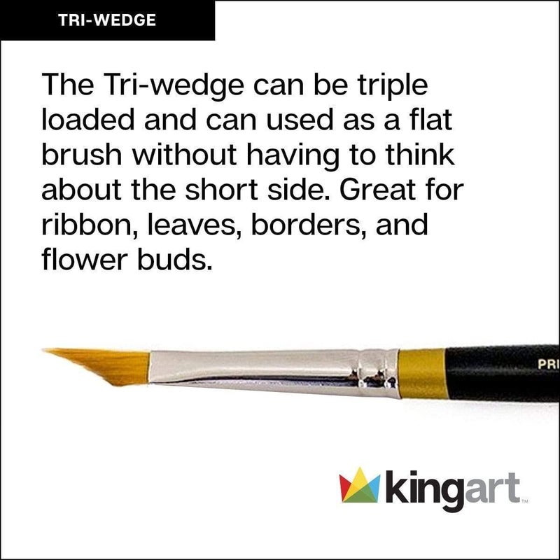 KINGART Premium 4 pc. Original Gold 9900 Series Miracle Wedge Artist Brush Set, Synthetic Golden Taklon Hair for Acrylic, Oil, Watercolor and Gouache Paint, Short Handle, 4 Sizes: 6, 8, 10, 12 - Image 4