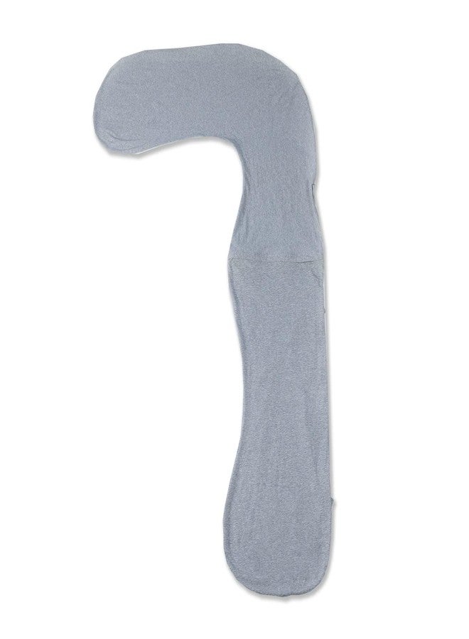 INSEN Pregnancy Body Pillow Cover, Full Body Pillow Cover for Pregnant Women, Grey Jersey, L-Shaped - Image 1