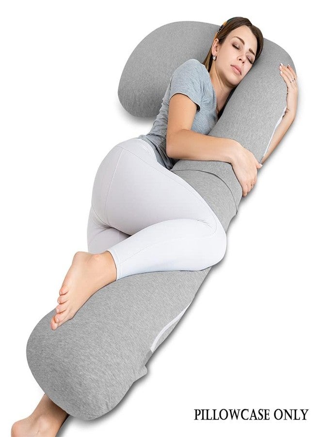 INSEN Pregnancy Body Pillow Cover, Full Body Pillow Cover for Pregnant Women, Grey Jersey, L-Shaped - Image 2