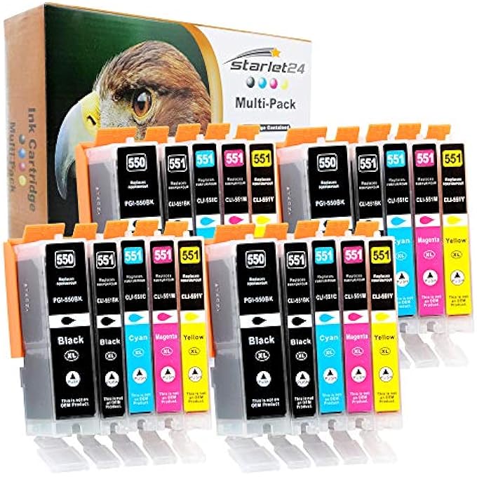 20X PRINTER CARTRIDGES REPLACEMENT FOR CANON PGI-550 CLI-551 FOR PIXMA IP-7200 IP-7250 MX-925 IP-8750 IX-6850 MG-5450 MG-5550 MG-5650 MG-5655 MG-6350 MG-64 MG-50 MG-6650 MG-7100 MG-7150 MG-7550 MX-725 - Image 2