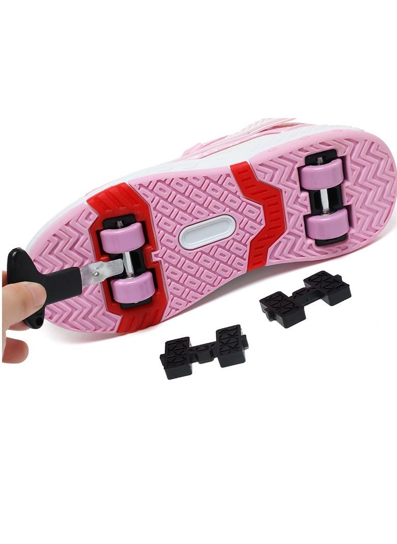 Joshberg - Four Wheels Roller Skate Shoes Outdoor Sport Sneaker Automatic Walking Shoes for Kids - Image 1