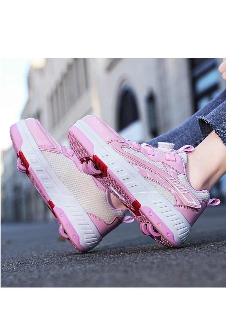 Joshberg - Four Wheels Roller Skate Shoes Outdoor Sport Sneaker Automatic Walking Shoes for Kids - Image 1