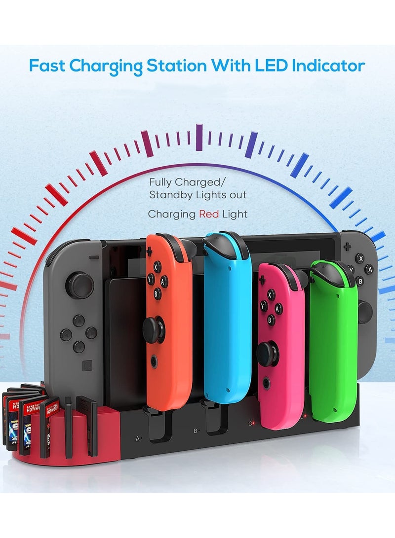 قاعدة شحن لجهاز التحكم Nintendo Switch Joy-Con ، سريعة مع 9 فتحات تخزين بطاقات ألعاب مدعوم من الأصلية Joycon (أسود) - Image 5