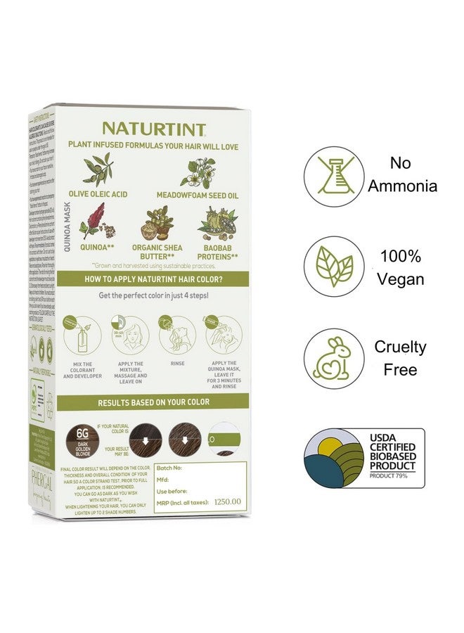 NATURTINT Permanent Hair Colour Dark Blonde 6G | 92% Natural Ingredient | 100% Grey Coverage Long Lasting Hair Colour | Usda Certified | Ammonia Free Vegan Hair Color Gel - 6G Dark Golden Blonde 170Ml - Image 3