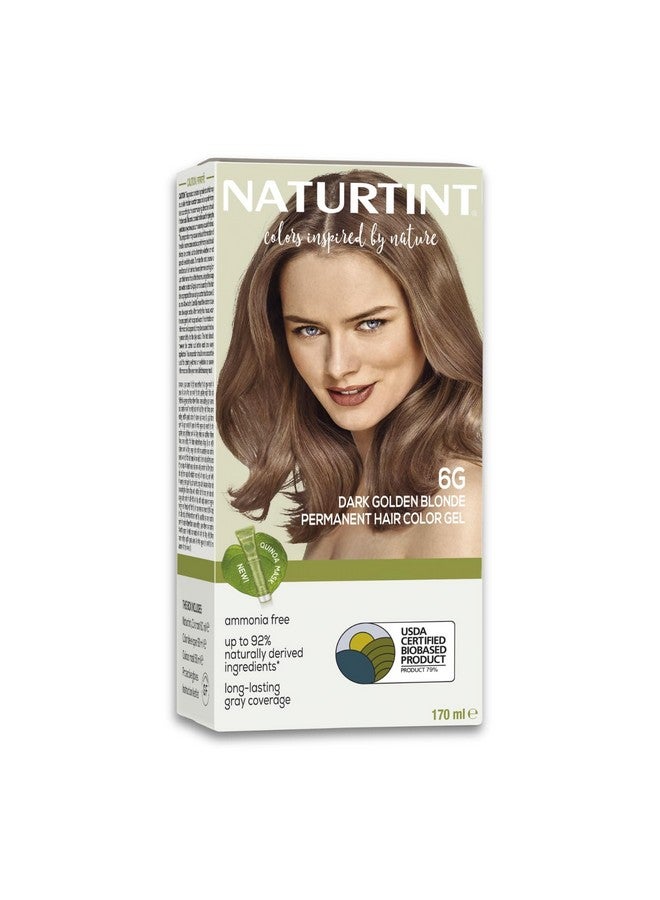 NATURTINT Permanent Hair Colour Dark Blonde 6G | 92% Natural Ingredient | 100% Grey Coverage Long Lasting Hair Colour | Usda Certified | Ammonia Free Vegan Hair Color Gel - 6G Dark Golden Blonde 170Ml - Image 1