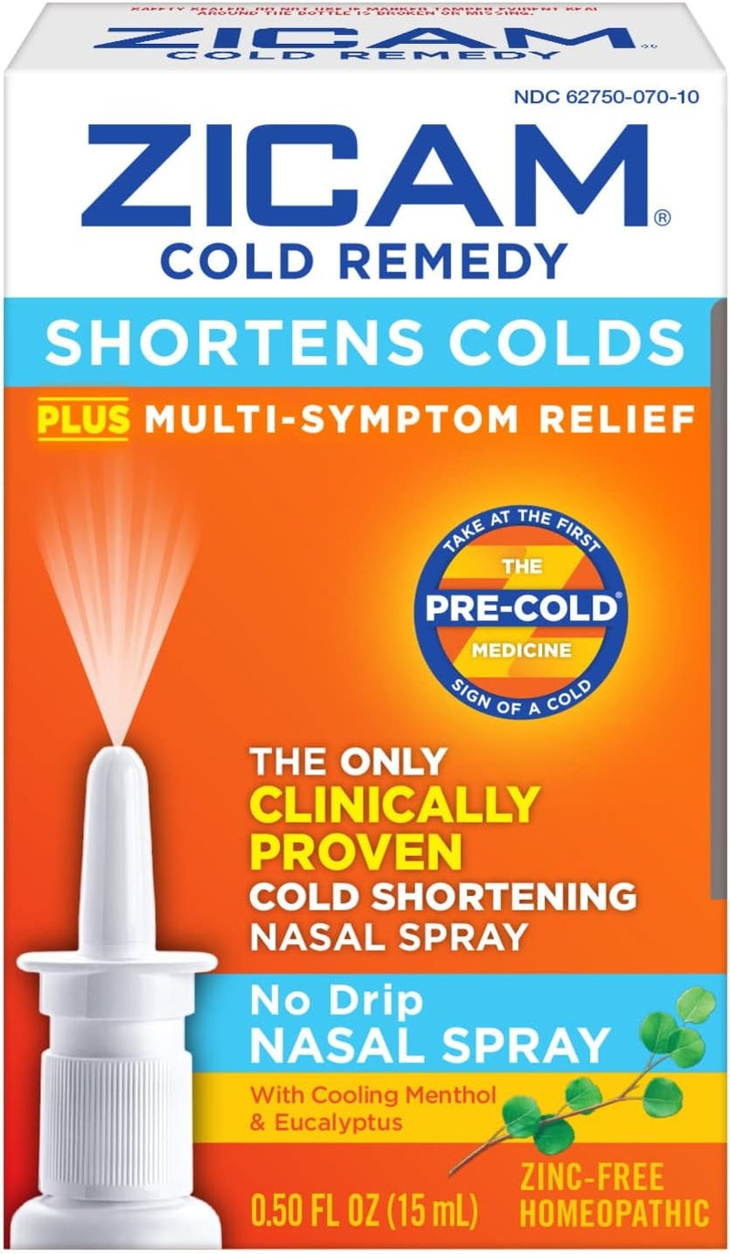 Zicam Cold Remedy NoDrip Nasal Spray with Cooling Menthol Eucalyptus 05 Ounce Pack of 2 - Image 1