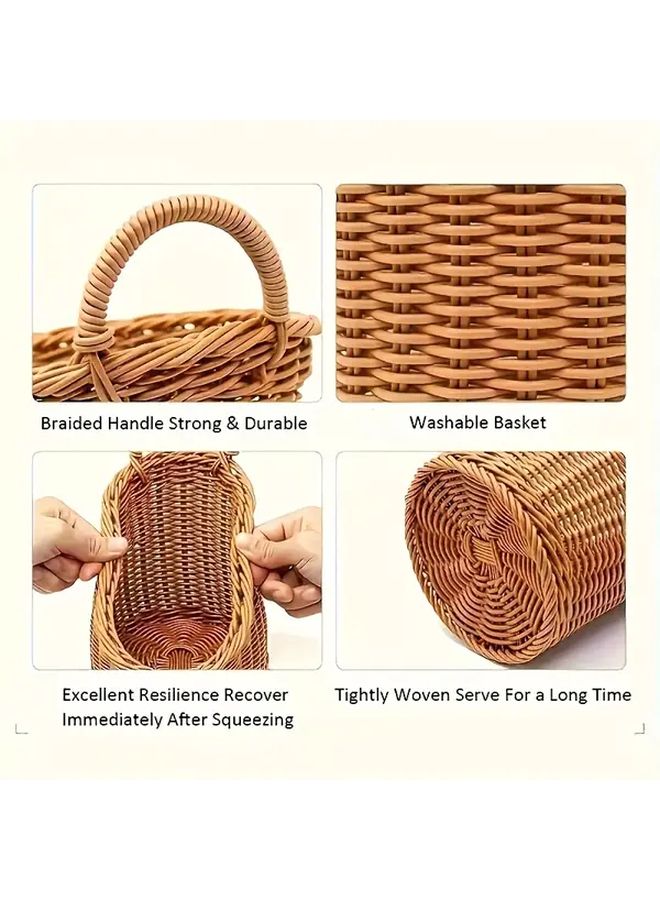 3pcs Rustic Imitation Rattan Wall Storage Baskets Plastic Woven Hanging Organizers L M S Sizes - Image 4