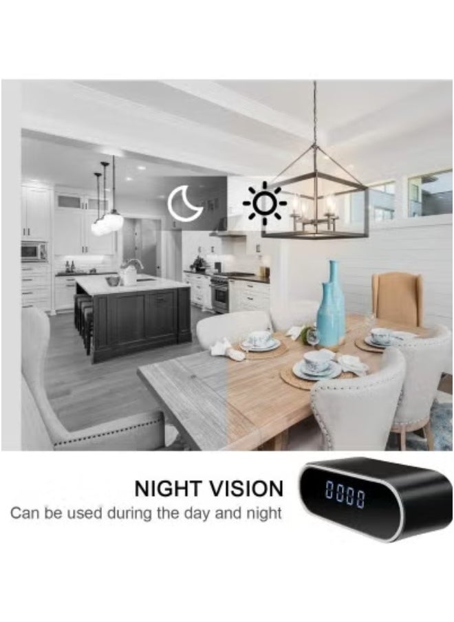 Security Camera with Clock – Full HD 1080P Hidden WiFi Nanny Cam for Indoor Surveillance with Motion Detection, Night Vision & Real-Time Alerts – Smart Spy Camera for Home, Office, Baby & Pet Monitoring – Discreet Alarm Clock Camera with Remote App Control
