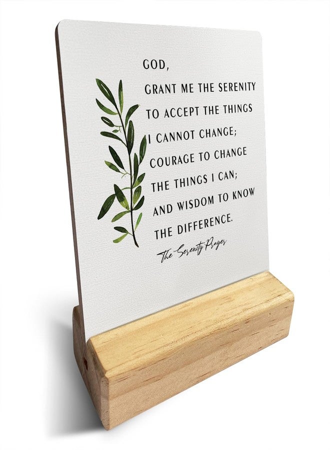 IYEZH Inspirational Quote Country the Serenity Prayer Wooden Plaque Sign Desk Decor Rustic Christian Desk Sign Decor for Home Office 4 x 4 Inches - Image 1