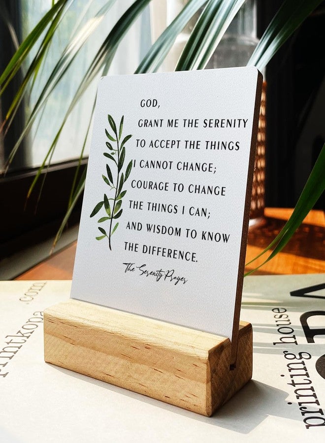 IYEZH Inspirational Quote Country the Serenity Prayer Wooden Plaque Sign Desk Decor Rustic Christian Desk Sign Decor for Home Office 4 x 4 Inches - Image 2