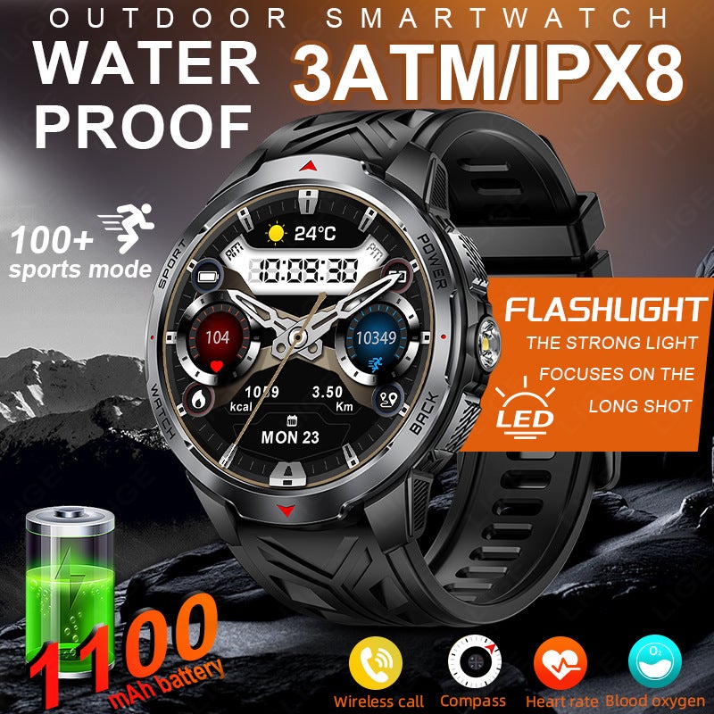 New Product Kt88 Smart Watch Hd Large Screen Flashlight Multi-Sport Health Monitoring Waterproof Watch - Image 3