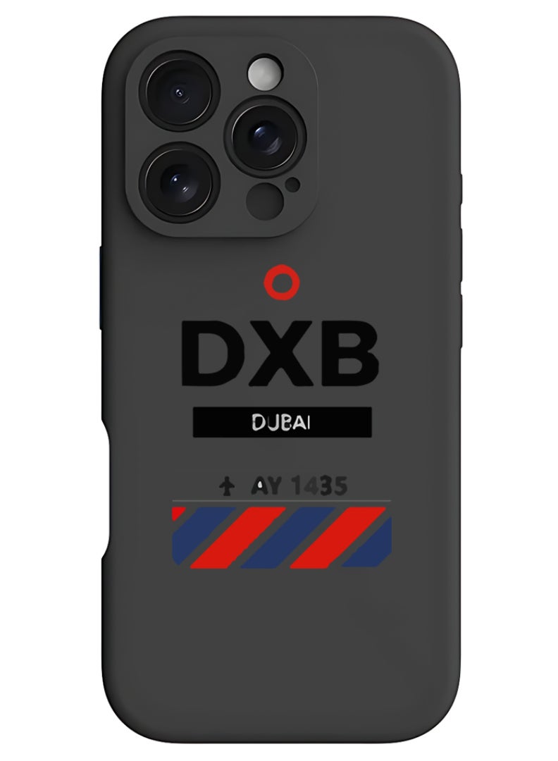 Theodor iPhone 16 Pro Black Protective Slim Fit Case Liquid Silicone Cover with Full Body Protection Anti-Scratch Shockproof Case For iPhone - DXB Airport - Image 1