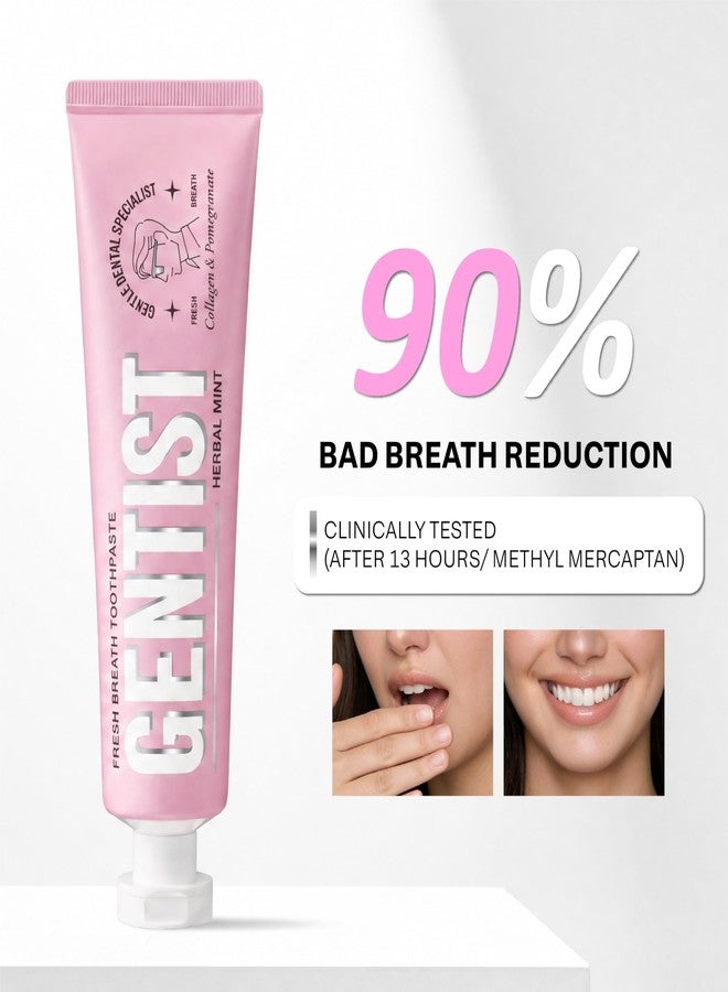 MEDIAN GENTIST Fresh Breath Toothpaste with Collagen - Fluoride Free, 13-Hour Freshness & 90% Bad Breath Reduction, Hydroxyapatite & Green Tea, Clean Formula, Cooling Mint & Herb Flavor, 3.5 OZ - Image 5